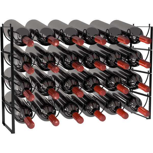 17 Stories Borovy 24 Bottle Floor Wine Bottle Rack in Black Wayfair